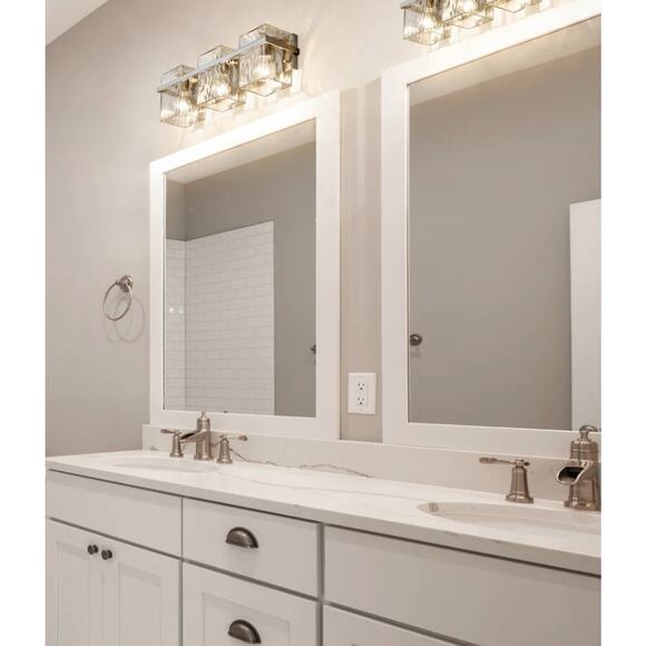 Bathroom Vanity Light Polished Chrome Dimmable, Up or Down Water Glass Shade - Picture 3 of 9